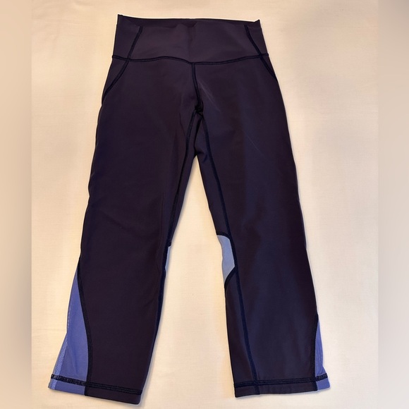 Lululemon Mix & Mesh Crop *21”,Midnight Navy/Moroccan Blue/Light Horizon, Size 6 - Picture 9 of 11